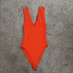 Zara orange ribbed bodysuit tank